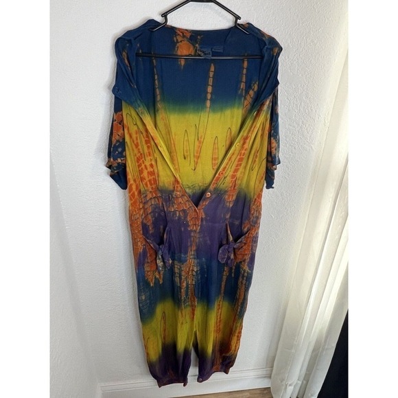 Vintage Rosey Tomato Multicolor Artistic Graphic Print Jumpsuit Size Large - Picture 5 of 14